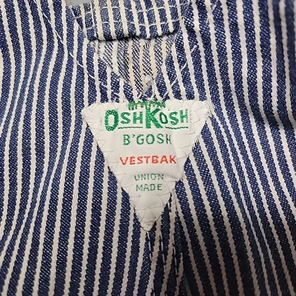 VTG OshKosh B'gosh Overalls Boys 4T Blue Hickory Stripe Vestbak Made In USA